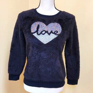 Cat & Jack sparkle 'Love' plush pullover/sweater- Girls LC